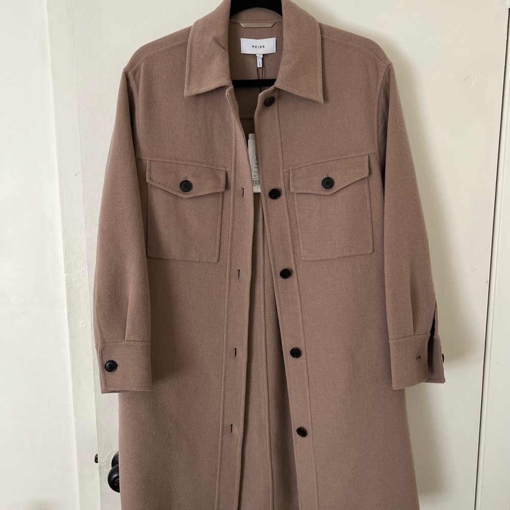 Reiss beige tan button down jacket size small